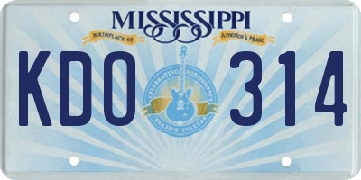 MS license plate KDO314