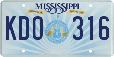 MS license plate KDO316