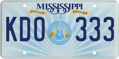 MS license plate KDO333