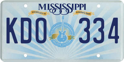MS license plate KDO334