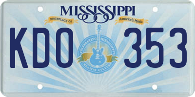 MS license plate KDO353