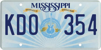 MS license plate KDO354