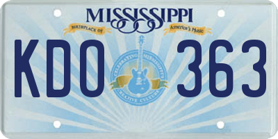 MS license plate KDO363