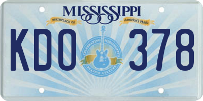 MS license plate KDO378