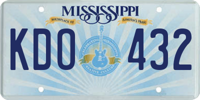 MS license plate KDO432
