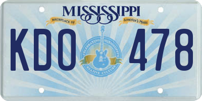 MS license plate KDO478