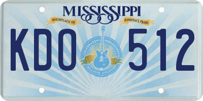 MS license plate KDO512