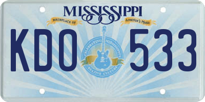 MS license plate KDO533