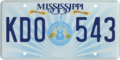 MS license plate KDO543