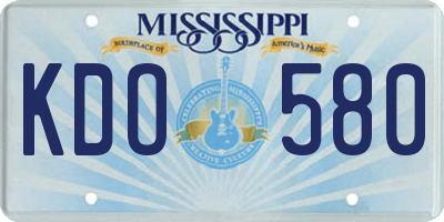 MS license plate KDO580