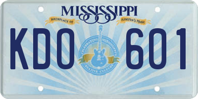 MS license plate KDO601