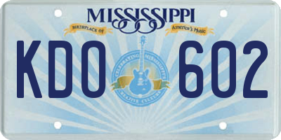 MS license plate KDO602