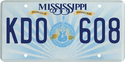 MS license plate KDO608
