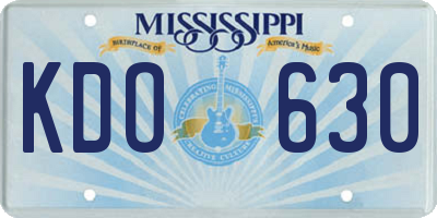 MS license plate KDO630