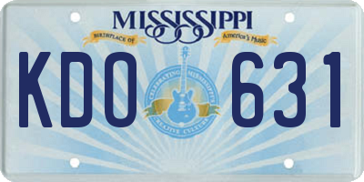 MS license plate KDO631