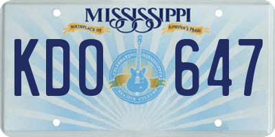 MS license plate KDO647