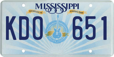 MS license plate KDO651