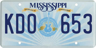 MS license plate KDO653