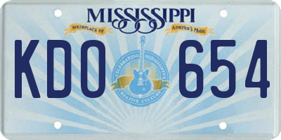 MS license plate KDO654