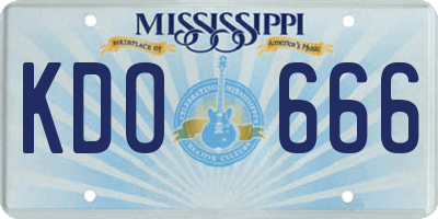 MS license plate KDO666
