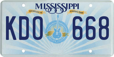 MS license plate KDO668
