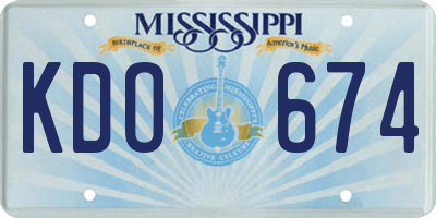 MS license plate KDO674