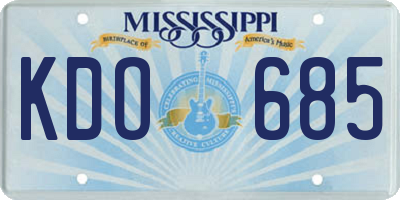 MS license plate KDO685