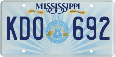 MS license plate KDO692