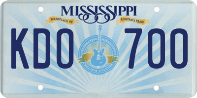 MS license plate KDO700