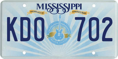 MS license plate KDO702