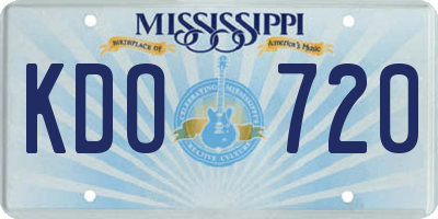 MS license plate KDO720