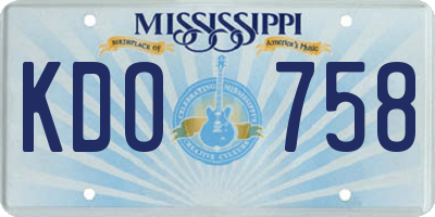 MS license plate KDO758