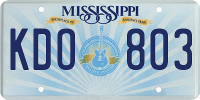 MS license plate KDO803
