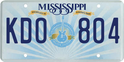 MS license plate KDO804