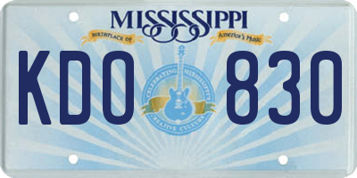 MS license plate KDO830
