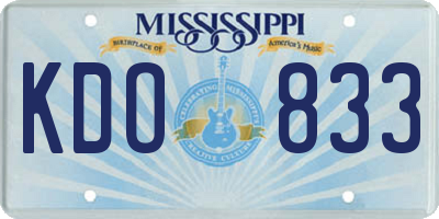 MS license plate KDO833