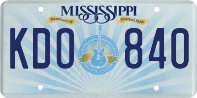 MS license plate KDO840
