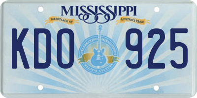 MS license plate KDO925