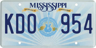 MS license plate KDO954