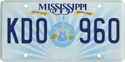 MS license plate KDO960