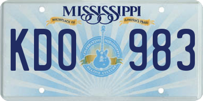 MS license plate KDO983