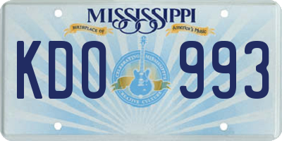MS license plate KDO993