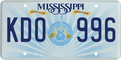 MS license plate KDO996
