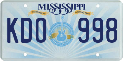 MS license plate KDO998