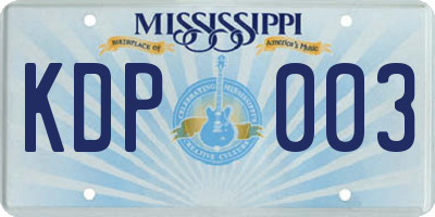 MS license plate KDP003