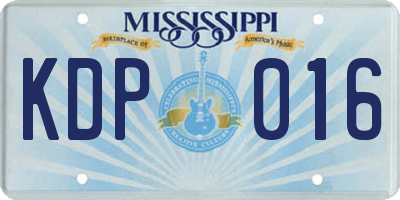 MS license plate KDP016