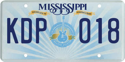 MS license plate KDP018