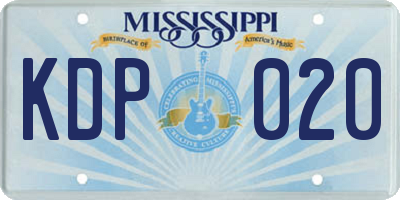 MS license plate KDP020