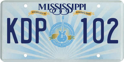 MS license plate KDP102