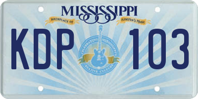 MS license plate KDP103